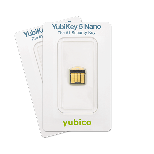 A Yubikey 5 Nano duo package